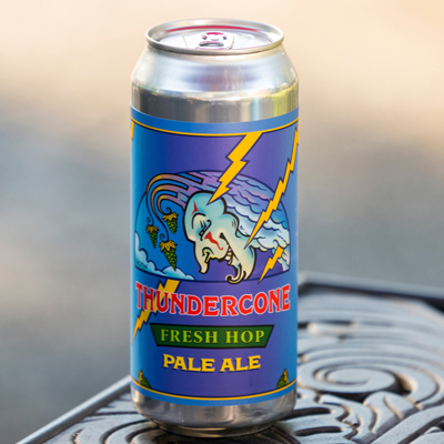 Thundercone Fresh Hop IPA in cans